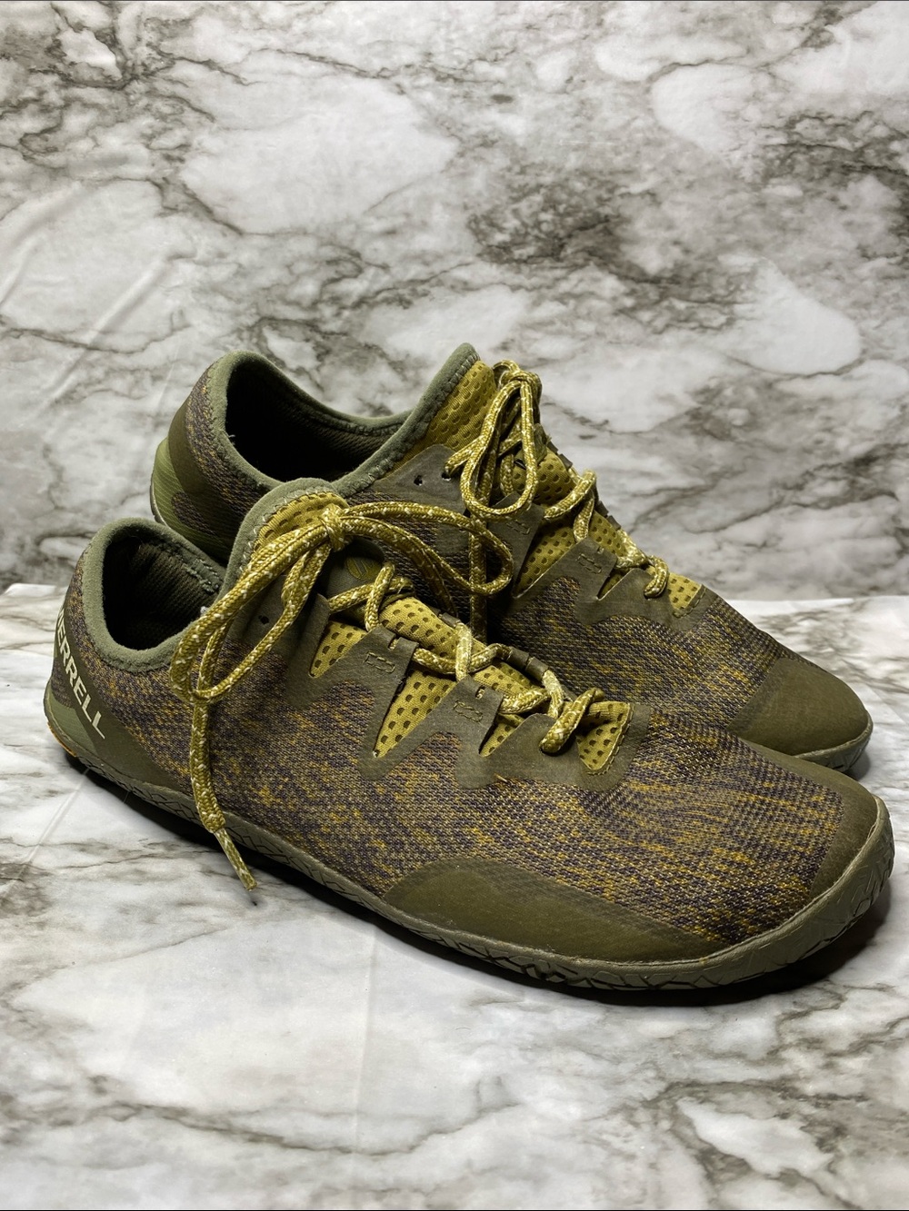 Merrell Vapor Glove 5 Olive Green/yellow mesh colorway